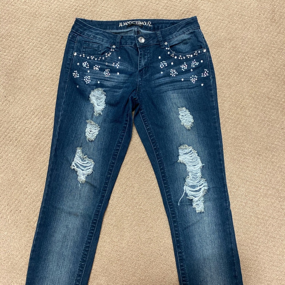Almost Famous Rhinestone and Pearl Jeans